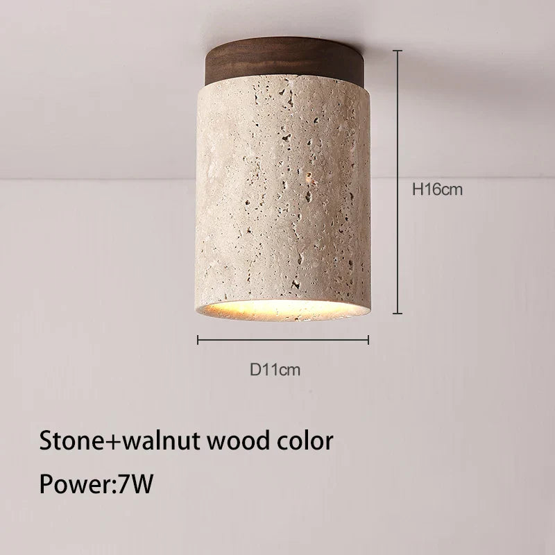 Decorbites™ Japanischer Stil Stein-Holz Rund-Deckenleuchte für Wohnzimmer und Flur