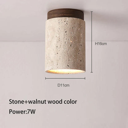Decorbites™ Japanischer Stil Stein-Holz-Runder LED-Deckenleuchte für Wohnzimmer und Flur