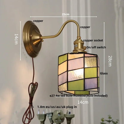 Decorbites™ Würfel-LED-Wandleuchte Wandlampe Wohn- Esszimmer Kupfer Glas Vintage E27 Spiegel-Licht