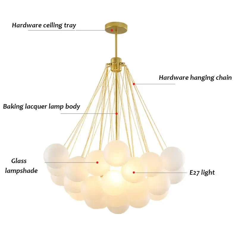 Decorbites™ Glasleuchter: Nordischer 19/37 Kugel-LED-Licht, Schwarzgold-Hängeleuchte für die Hausdekoration