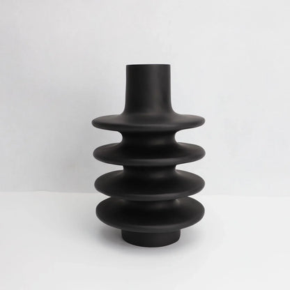 DecorBites™ Geometric Circle Spiral Black Resin Vase - Home Decor Flower Pot