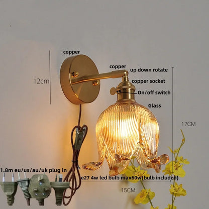 Decorbites™ Loft Bernstein-Glas LED Wandlampe mit Vintage-Drehschalter