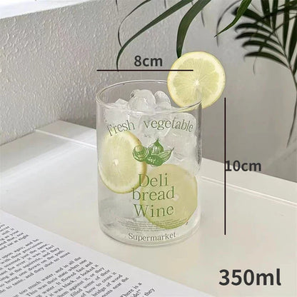 DecorBites™ Korean Glass Cups - 350ml Heat-resistant Drinking Glasses for Coffee, Tea, Milk, Beer, Water