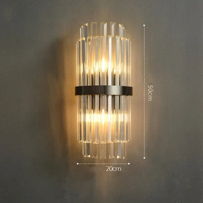 Decorbites™ Art-Deco-Edelstahl-Kristall-LED-Wandleuchte Schwarz Gold Schlafzimmer Flur