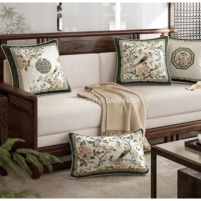 DecorBites™ Dream Floral Birds Print Oriental Cushion Covers for Luxury Sofa