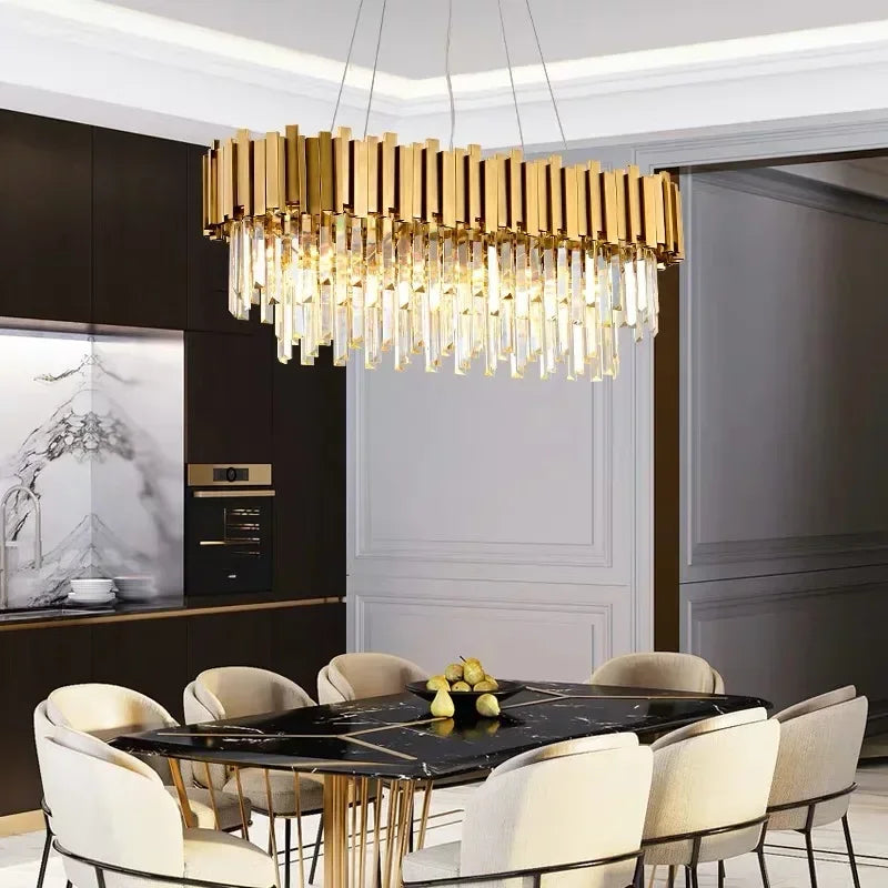 Golden Crystal Dining Chandelier