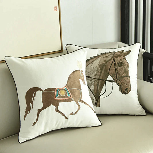 Decorbites™ Besticktes Pferdekissenbezug | 45x45 cm | Wohnaccessoires, Sofa, Wohnzimmer