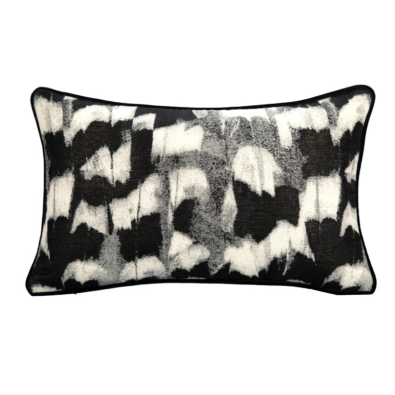 DecorBites™ Abstract Monochrome Jacquard Lumbar Pillow Cover for Chic Studio & Home Decor