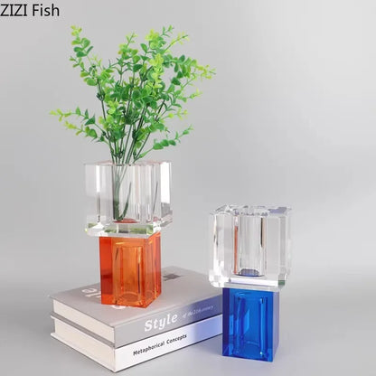 Decorbites™ Kristallglasvase mit Kunstblumen, modernes Wohnaccessoire