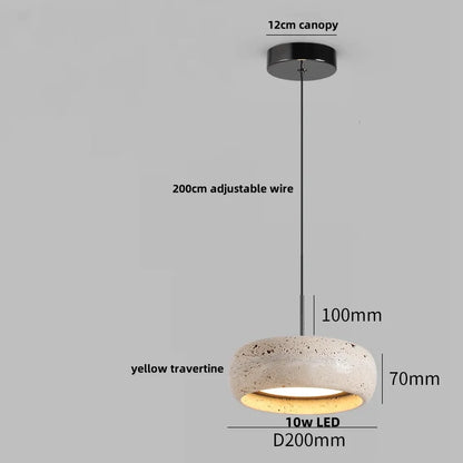 Decorbites™ LED-Hängeleuchte aus Schwarz-Eisen Wabi Sabi - Gelber Travertin