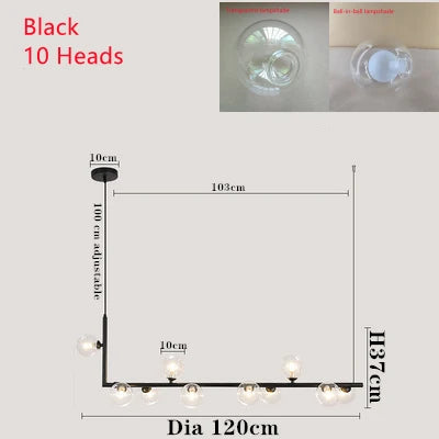 DecorBites™ Dual Glass Lamp Ceiling Chandelier LED Suspension Light for Dining and Kitchen