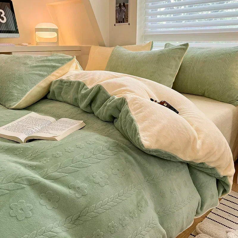 Decorbites™ Hochdichte Milchfleece-Bettwäsche-Set mit Winterwärme für Kingsize-Bett & Plüsch-Deckenbezug