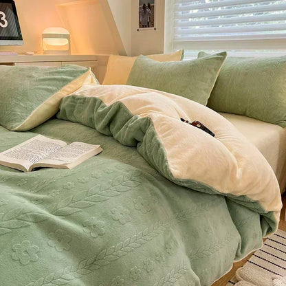 Decorbites™ Hochdichte Milchfleece-Bettwäsche-Set mit Winterwärme für Kingsize-Bett & Plüsch-Deckenbezug