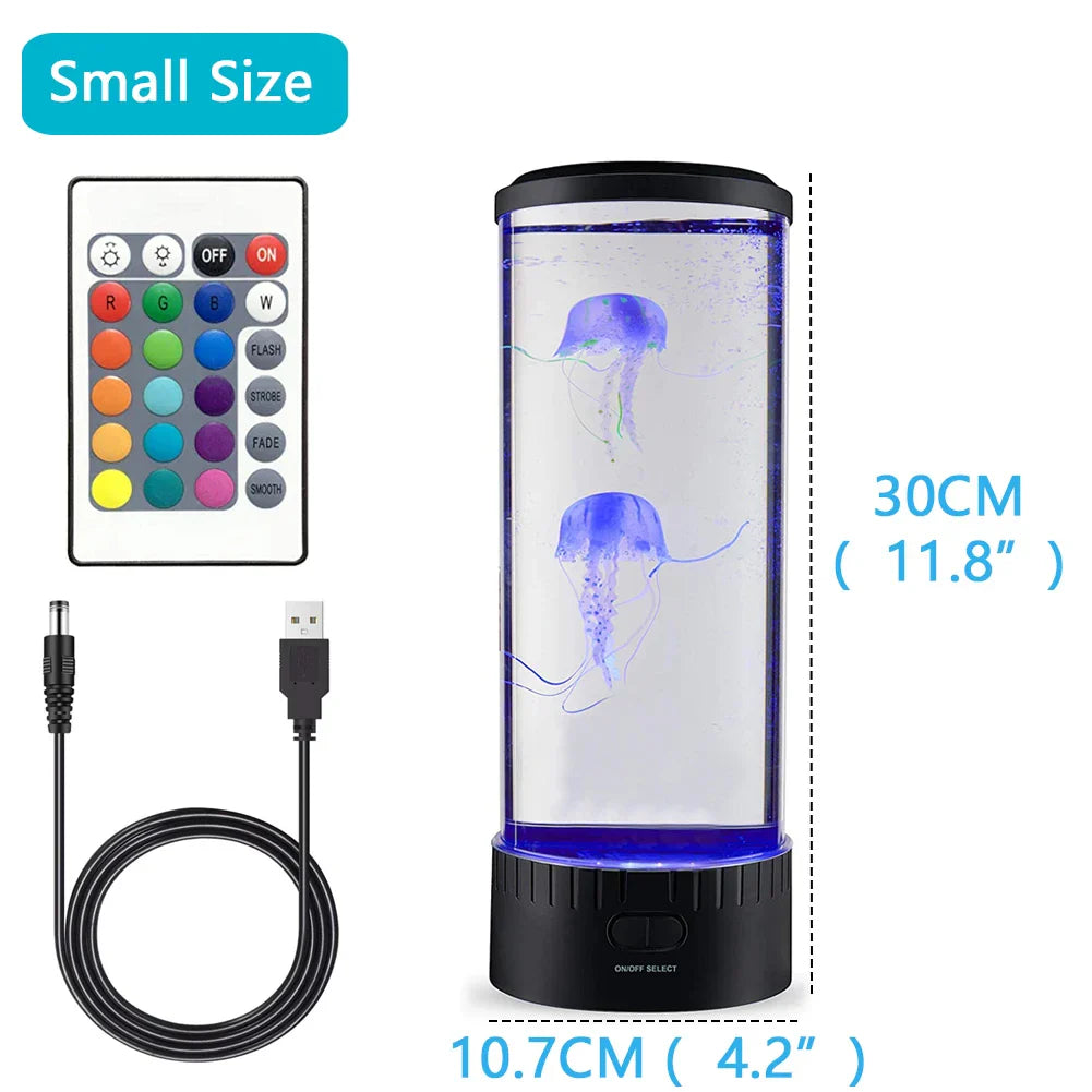 Decorbites™ Qualle-Lampe: Fernbedienung LED-Nachtlicht, farbwechselnde Aquarien-Dekoration, USB-Ladung