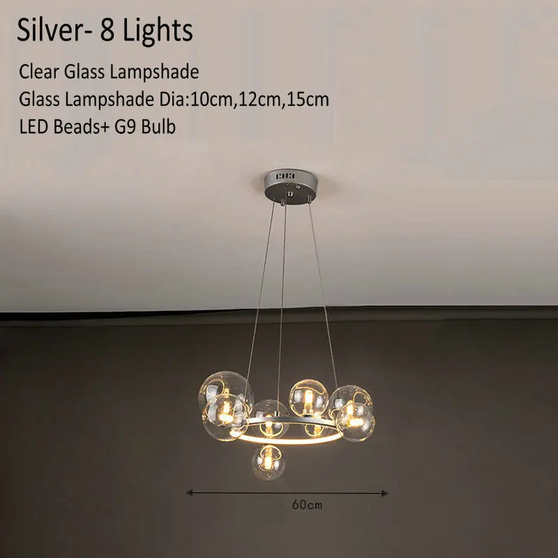 Decorbites™ Glasleuchter Lampe Kücheninsel Hängelampe Schwarz Gold Silber G9 LED