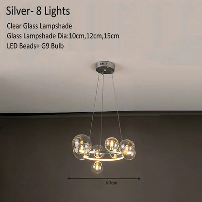 Decorbites™ Glasleuchter Lampe Kücheninsel Hängelampe Schwarz Gold Silber G9 LED