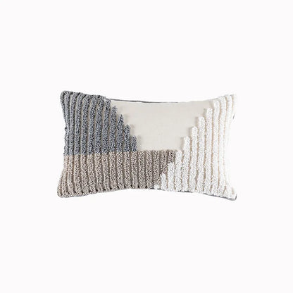 DecorBites™ Geometric Embroidery Tassel Cushion Cover - Grey White Simple Loop Tufted Pillow