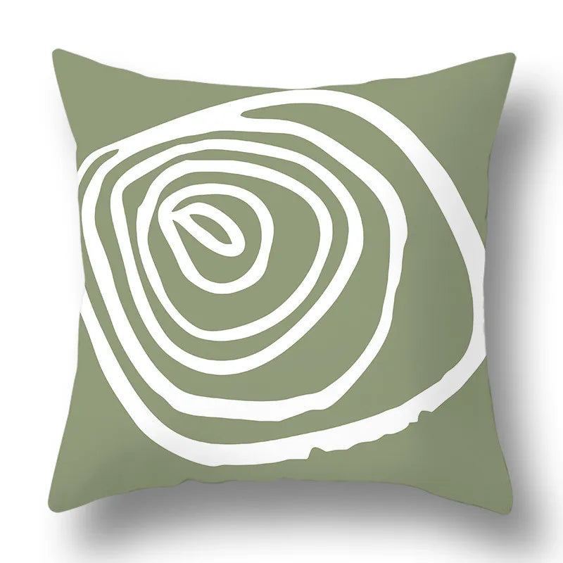 DecorBites™ Green Plants Geometric Print Pillow Cover - Home Sofa Cushion Cover