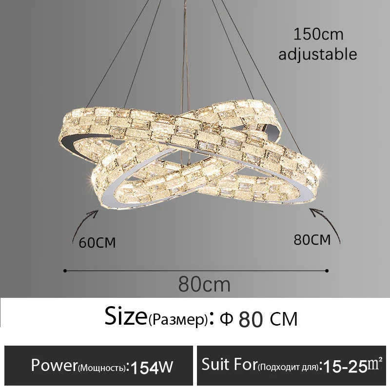 Decorbites™ Golden Crystal Ring Kronleuchter: Luxuriöse Glanz-Deckenbeleuchtung für modernes Wohnzimmer