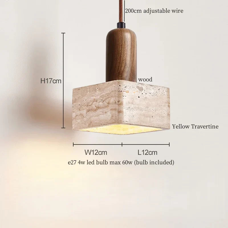 Decorbites™ Glas-Stein-LED-Pendantleuchten - Gelber Travertin Vintage-Hängeleuchte