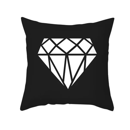 DecorBites™ Black Geometry Letters Print Cushion Cover for Home Decor & Office