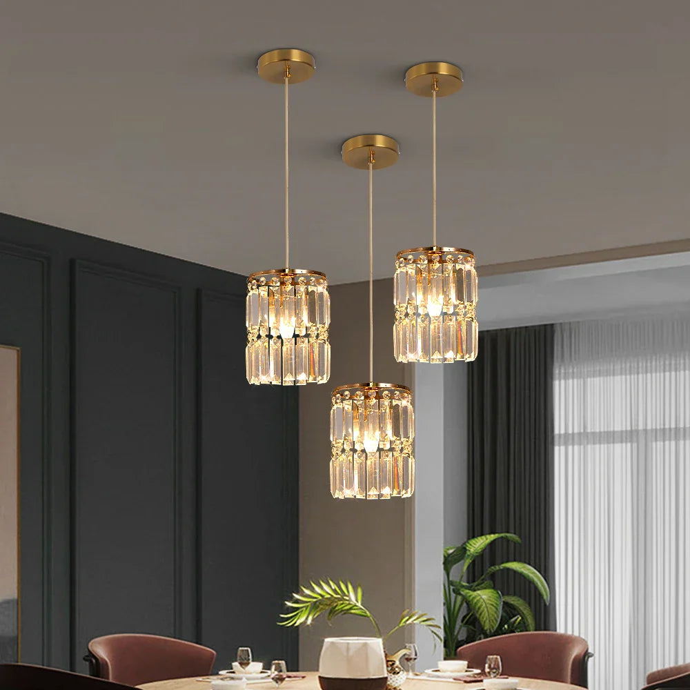 DecorBites™ Crystal Copper LED Chandelier Pendant Light Modern Luxury Ceiling Lamp