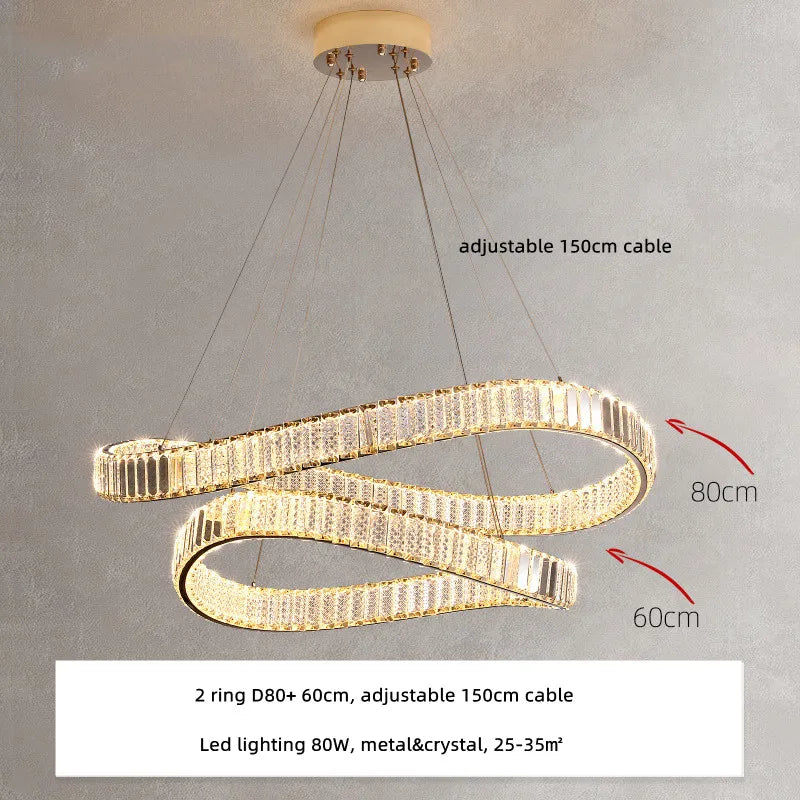 DecorBites™ Irregular Steel & K9 Crystal LED Pendant Chandelier for Foyer, Dimmable Lighting