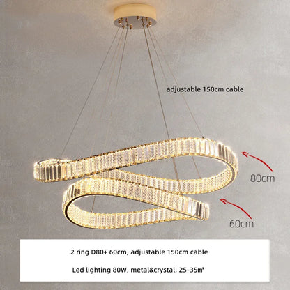 DecorBites™ Irregular Steel & K9 Crystal LED Pendant Chandelier for Foyer, Dimmable Lighting