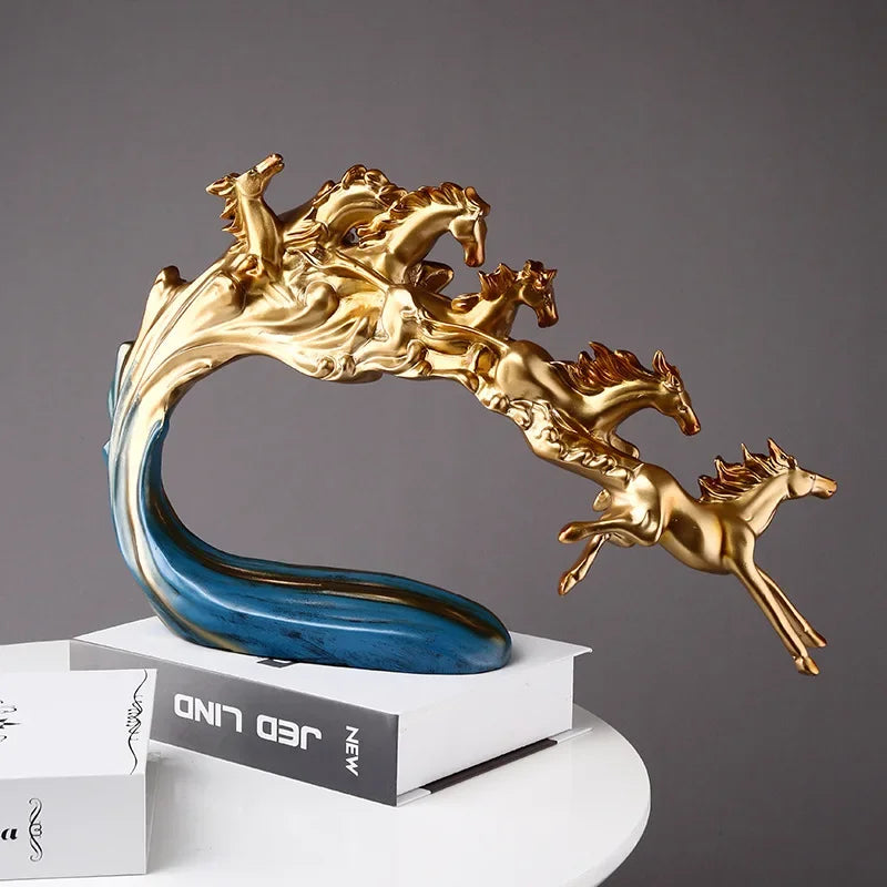 Decorbites™ Galoppierendes Pferd Luxus-Skulptur: Elegante Dekoration für Büro, Wohnzimmer & Geschäft.