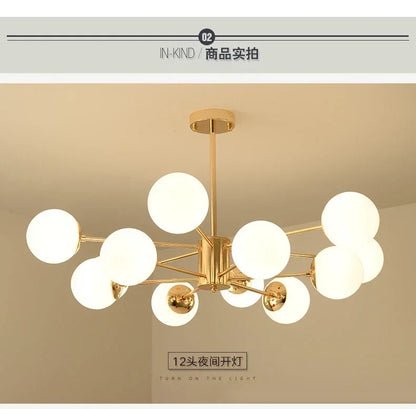 DecorBites™ Adjustable Ball Glass Lustre Chandelier for Living, Dining, Bedroom Lighting