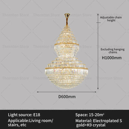 Decorbites™ Kristall-Hohlraum-Kronleuchter für luxuriöses Wohnzimmer und Treppenlampen
