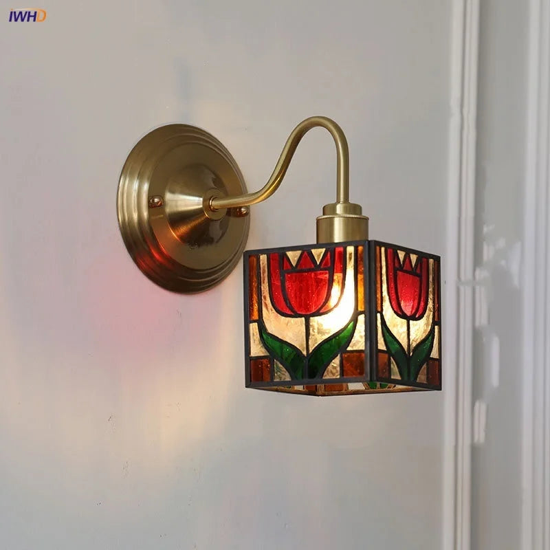 Decorbites™ Würfel-LED-Wandleuchte Kupferglas Retro-Vintage-Lampe E27 verspiegelte Waschtischleuchte