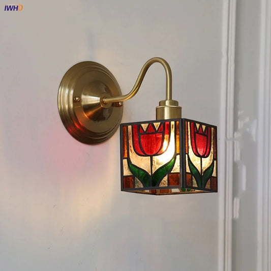 DecorBites™ Cube LED Wall Sconce Copper Glass Retro Vintage Light E27 Mirrored Vanity