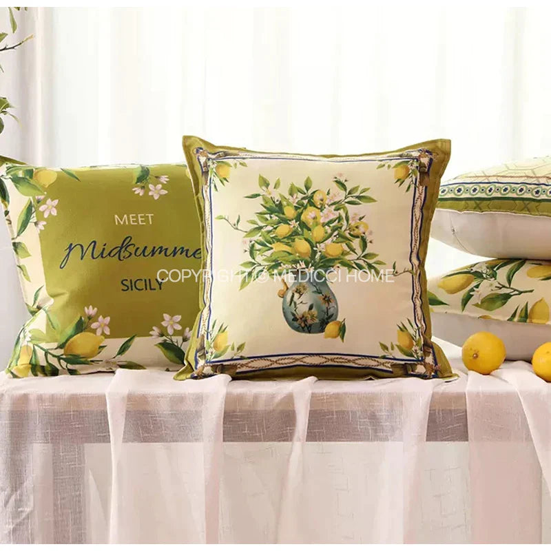 Decorbites™ Zitronen-Print Chenille Kissenbezug 45x45 cm - Wasserdicht Nordisches DekorCase