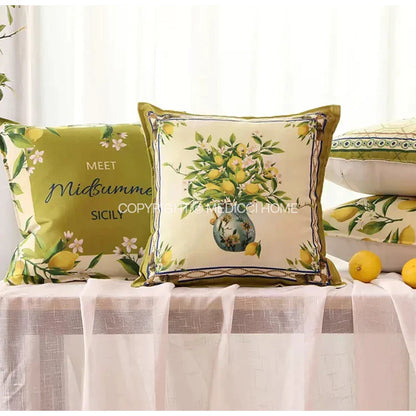 Decorbites™ Zitronen-Print Chenille Kissenbezug 45x45 cm - Wasserdicht Nordisches DekorCase