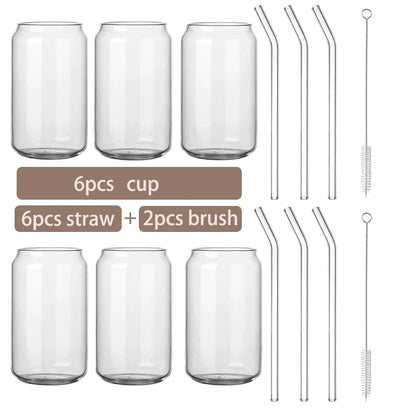 Decorbites™ Glasbecher-Set mit Bambusdeckel: Bubble Tea, Kaffee, Wein, Milchtee-Becher.