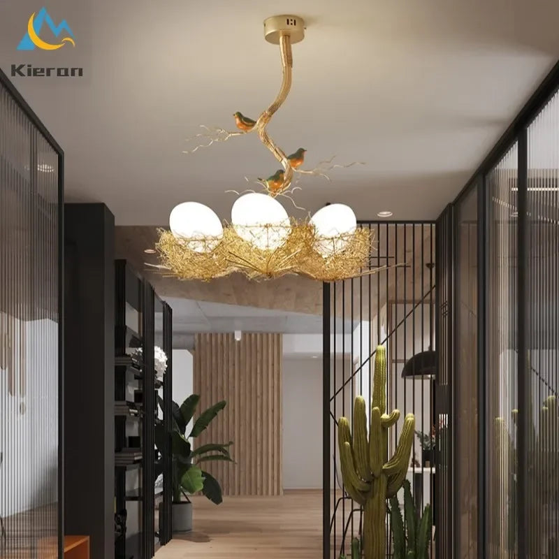 Decorbites™ Vogelnest-Glas-LED-Deckenleuchte für modernes nordisches Wohnzimmer-Dekor