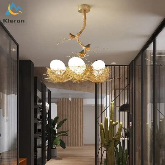 Decorbites™ Vogelnest-Glas-LED-Deckenleuchte für modernes nordisches Wohnzimmer-Dekor