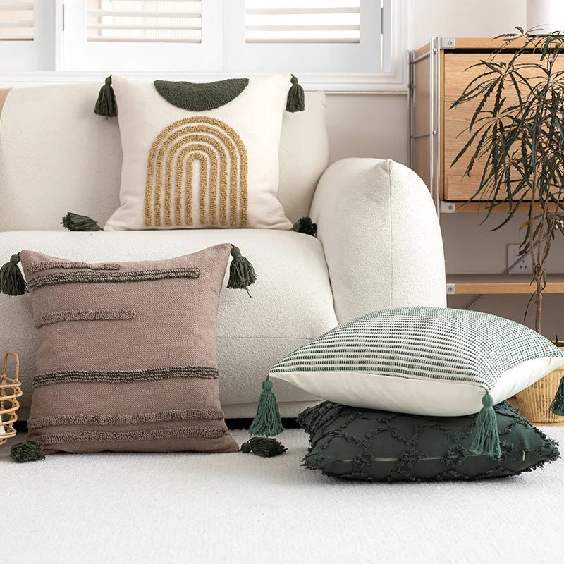 Green Geometric Cushion Cover