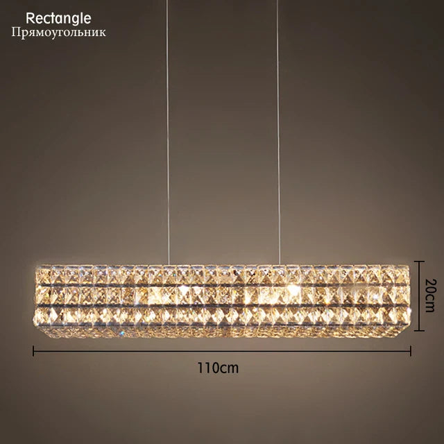 Gold Crystal Ring Chandelier Long L110cm