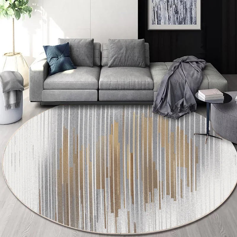 Decorbites™ Rundes Geometrisches Kaschmir-Bodenmatte für das Wohnzimmer, Fleckenresistent & Leicht zu Reinigen