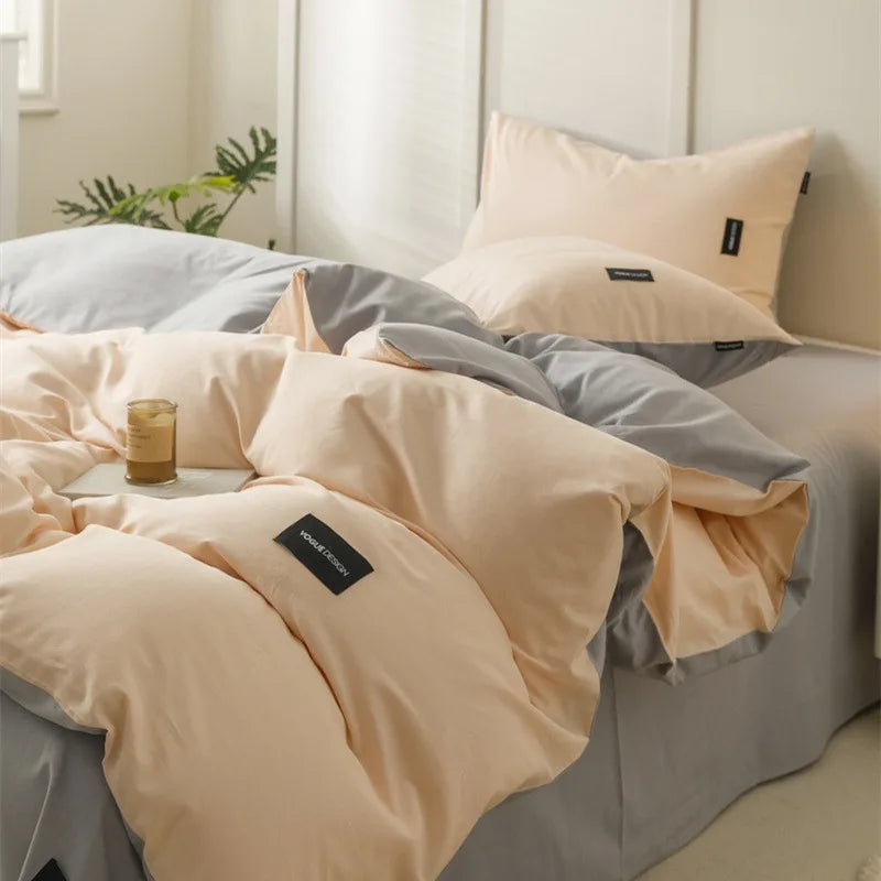Decorbites™ beidseitiges farbabstimmendes Baumwoll-Bettwäsche-Set für Erwachsene