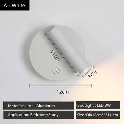 DecorBites™ Adjustable LED Wall Reading Lamp 3W Spotlight for Bedroom and Hotel