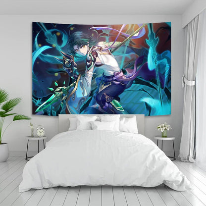 Decorbites™ Genshin Impact Anime-Spiel-Teppich, Vintage-Bar-Café-Club-Wanddekoration, Kawaii-Stil