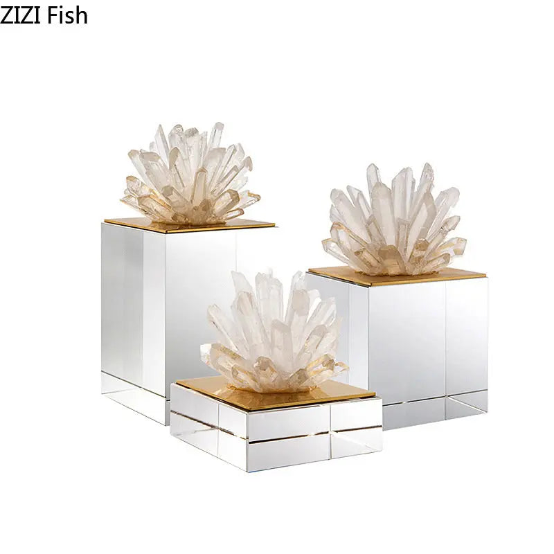 Decorbites™ Kristallblumen-Marmor-Basen-Skulptur: Modernes Kunstwerk für die Wohnzimmer-Dekoration