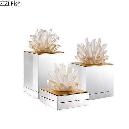 Decorbites™ Kristallblumen-Marmor-Basen-Skulptur: Modernes Kunstwerk für die Wohnzimmer-Dekoration