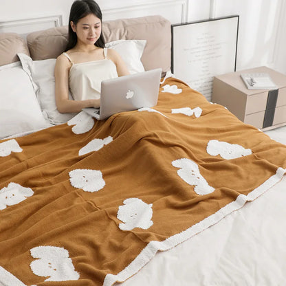 DecorBites™ Cozy Flannel Blanket for Home Office - Double-Sided Knitted Sofa Cover & Quilt