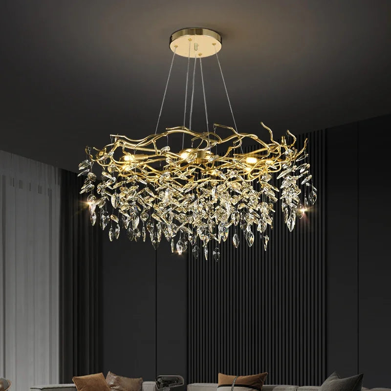 Decorbites™ Goldener Ast-Deckenkronleuchter aus Kristall – Luxuriöse Innenbeleuchtung