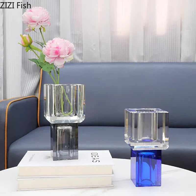 Decorbites™ Kristallglasvase mit Kunstblumen, modernes Wohnaccessoire