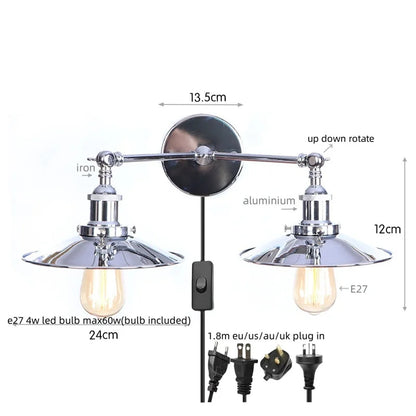DecorBites™ Dual Head LED Wall Light Pink Industrial Bedside Lamp